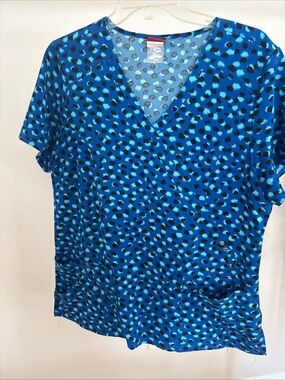 Dickies Women's Scrub Set Size Large V- Neck Blue & Black Medical Uniform